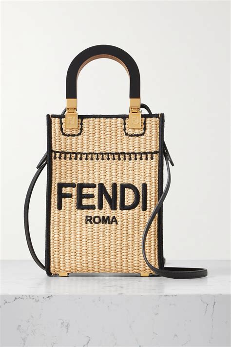 fendi small raffia shoppin rtote|FENDI Sunshine Small Raffia & Leather Tote .